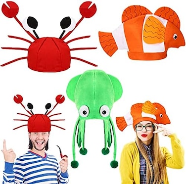 Kasyat 3 Pcs Party Octopus Hats Funny Ocean Sea Animal Hats Halloween Hat Crazy Costume Hats for Photo Booth Cosplay Party.