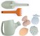 BLUE GINKGO Toddler Gardening Tools - Silicone Beach Toys, Garden Toys for ToddlersKids Shovel and Rake Set, Watering Can, Sand MoldsOutdoor Baby Gardening Set (Green.