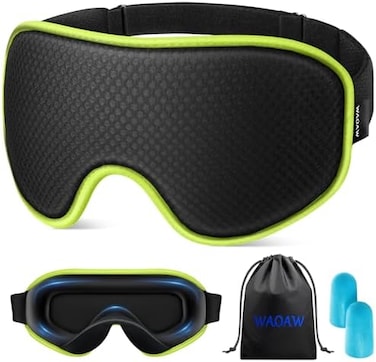 WAOAW Sleep Mask for Women Men, Eye Mask Sleeping of 3D Light Blocking Blindfold (Neon Green.