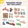 مجموعة قطار خشبي من TOY Life مكونة من 80 قطعة مع رافعة، متوافقة مع Thomas و Brio و MelissaDoug، مقياس HO، مناسبة للأطفال من عمر 3 سنوات، مجموعة قطار بناء مرحة، لون خشبي.