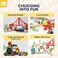 مجموعة قطار خشبي من TOY Life مكونة من 80 قطعة مع رافعة، متوافقة مع Thomas و Brio و MelissaDoug، مقياس HO، مناسبة للأطفال من عمر 3 سنوات، مجموعة قطار بناء مرحة، لون خشبي.