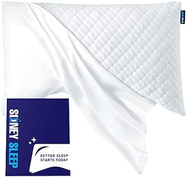 Sidney Sleep Curved Pillow Covers - Full Length Zipper Closure - Premium Soft Brushed Microfiber - 20 x 30 Inches - Fits Curved Side Sleeping Pillows (Queen, White.