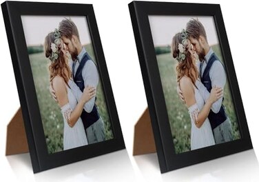 PECULA 2 Pack 5x7 Picture Frame, Black Picture Frame for Wall and Tabletop Display, Resistant Plastic Photo Picture Frame with Clear Plexiglass for Vertical or Horizontal Display.