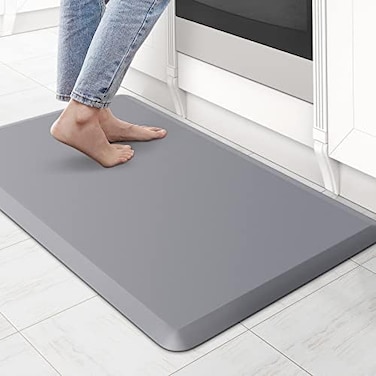 KitchenClouds Kitchen Mat Cushioned Anti Fatigue, 17"x28", Non Slip Kitchen Rugs and Mats, Waterproof Kitchen Mats for Floor, Standing Desk Mat Comfort Floor Mats for House,Sink,Office,Kitchen (Grey.