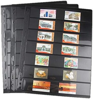 MUDOR Stamp Pages for Stamp Album Binder, 10 Sheet (20 Page7 Rows Pages for Stamp Collectors, Professional Pack (7 Rows.