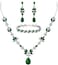 BriLove Wedding Jewelry for Bride Marquise CZ Flower Leaf Filigree Necklace Earrings Set.