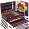 Color More 175 Piece Deluxe Art Set with 2 Drawing Pads, Acrylic Paints,Crayons,Colored Pencils,Paint Set in Wooden Case,Professional Art Kit,Art Supplies for Adults,Teens and Artist,Paint Supplies.