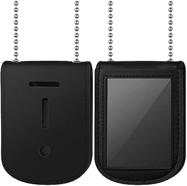 Sadnyy Neck Chain Badge Holder Leather Police Badge Holder Security Card Holder with Inside ID Storage Universal Chain Badge Sleeve for Police, Firefighter, Detective (Rectangle.