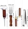 LINALL Ice Pick Set of 4 - Stainless Steel Ice Chipper with Wood Handle, Japanese style Ice Crusher Ice Tong ideal for Bars, Bartender. Best Carving Tool (4PCS SET.