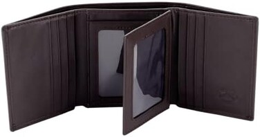 Stealth Mode Leather Trifold RFID Wallet for Men with Flip Out ID Holder.