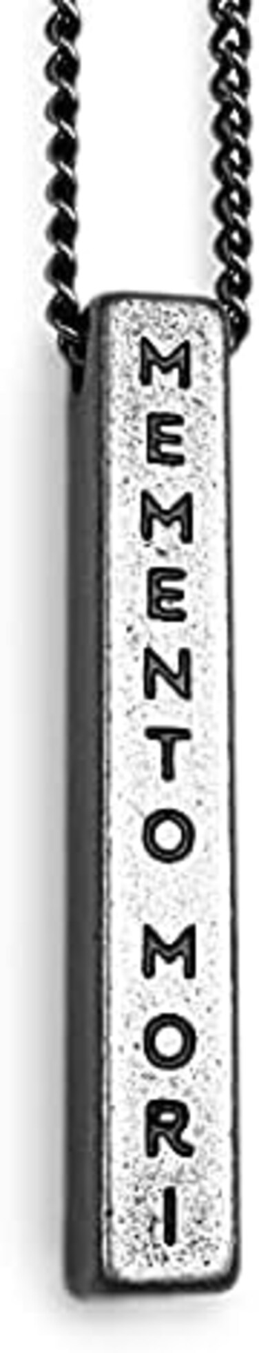 Stoic Muse Memento Mori Engraved Pendant Bar Necklace, Stainless Steel, not applicab.