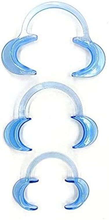 Impressive Smile Dental Cheek Retractor Mouth Opener for Teeth Whitening Clear Blue C-Shape (Size S, M, L Pack of 3.