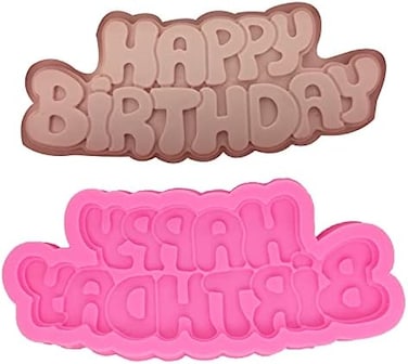 Angel Wings Happy Birthday' Letter Mold 100% Food-grade Silicone Molds Non-stick DIY Cake Decoration Chocolate Candy Gum Fondant Pudding Cupcake Baking Mold for Home Cooking Tools, Polymer Clay Mould.