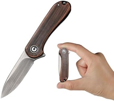 CIVIVI Mini Elementum Flipper Pocket Knife, Small folding Knife with 1. 83" 14C28N Blade, Copper and Stainless Steel Handle C18062Q-2.