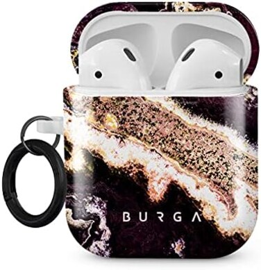 Burga Airpod Hardcase Compatible with Apple Airpods 21 Charging Case, PurpleGold Marble Stone Fashion Cute for Girls, Protective Hard Plastic Case.