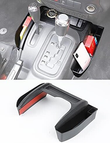 Savadicar GT-3 JK Shifter Storage Box, Gear Shift Console Side Tray Organizer for 2011-2018 Jeep Wrangler JK JKU, Interior Accessories, Reserved USB Charger Extender Slot, Black.