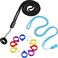 Shappy 2 Anti-Lost Necklace Lanyard with 12 Pieces Anti-Lost Silicone Rubber Ring Pen Silicone Lanyard Holder (Vivid Style.