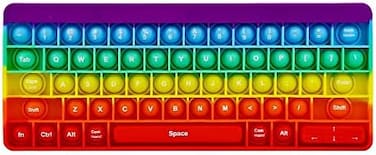 Fetinar Push Toy Pop Bubble Fidget Sensory Toys Push It Pop Fidget Toys Rainbow Keyboard Shape, Pop Silicone Popper Toy Anxiety Stress Reliever Relief Autism Learning Materials Game Gift for Kids (Rai