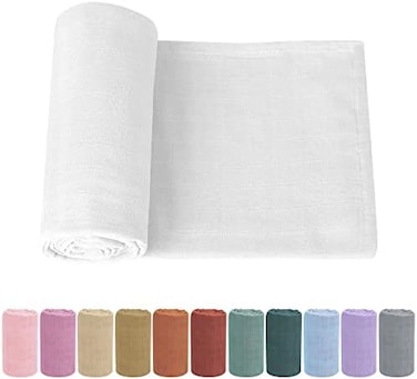 Knirose Newborn Baby Swaddle Blanket Unisex Swaddle Wrap Soft Silky Muslin Swaddle Blankets Neutral Receiving Blanket for Newborn Boys and Girls Large 47 x 47 inches(120x120cm(White.
