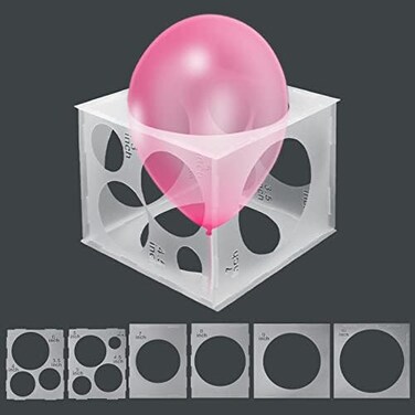 Catcan 11 Holes Balloon Sizer Cube Box, 2-10 Inch Collapsible Plastic Balloon Size Measurement Tool for Party Balloon Decoration, Balloon Columns, Balloon Arches.