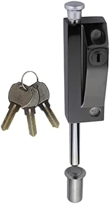 FIREFLYWEB Spring Loaded Latch pin Black Heavy Duty Sliding Bolt Marine Grade 2023 Update,Barrel Bolt Thickened Vertical Latch Door Lock Cane Bolts for Gates Garage barn Double Door (Black.