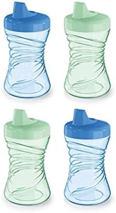 NUK Fun Grips Hard Spout Sippy Cup, 10 oz.Easy to Hold, BPA Free, Spill Proof Toddler Cup, 4pk.