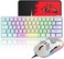 XINMENG 60% Gaming Keyboard and Mouse Combo Samll Mini RGB LED Backlight Mechanical Feeling and RGB 6400 DPI Honeycomb Optical Mouse,Gaming Mouse pad for Gamers and Typists.