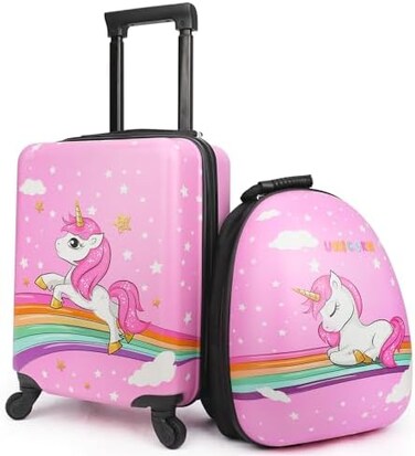 emissary Kids Luggage With Wheels For Girls, Unicorn Kids Luggage Set, Childrens Luggage For Girls With Wheels, Kids Suitcases With Wheels For Girls, Toddler Suitcase For Girls, Travel Luggage For.