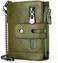 gzcz Men Wallets with Anti-Theft Chain Genuine Leather Purse RFID Blocking Bifold Wallet Minimalist Zipper Coin Pocket Coin Pocket, Green, Green, medium, Minimalist.
