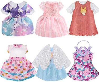 MLcnleS Alive Baby Clothes - 6 Sets 12 Inch Baby Dolls Dress Accessories Include unicorrn Skirt Snow White Dresses Swimsuit Outfits, 12 Inch Baby Doll Clothing for Girls Birthday Xmas Gift.