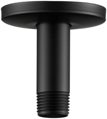 OFFO Shower Arm with Flange, 3 Inches Ceiling Mount Replacement Rain Shower Head Straight Arm Ceiling-Mounted For Fixed Shower HeadHigh Pressure Rain, Matte Black.