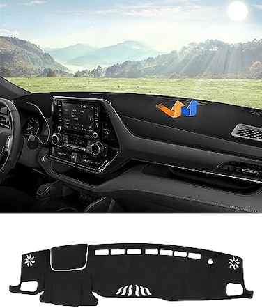 Autorder Custom Fit for Dash Cover Mat Toyota Highlander 2020 2021 2022 2023 Flannel Nonslip Dashboard Mat Protector Black(Compatible with or Without Display.