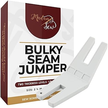 Madam Sew Bulky Seam Jumper &ndash; Hump Jumping Button Sewing Tool and Flush Plate Presser Foot for Chunky Denim and Hemlines &ndash; Compatible with Husqvarna Viking, Brother, Singer, Janome and Pfaff.