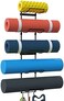 Kesito Yoga Mat Holder Wall Mount, Wall Rack Organizer, Storage Foam Roller and Block, with 5 Sectional and 3 Hooks for Hanging Yoga Strap, Resistance Bands at Fitness Class or Home Gym, Decor(Black.