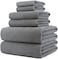 POLYTE Oversize, 60 x 30 in. , Quick Dry Lint Free Microfiber Bath Towel Set, 6 Piece (Gray, Waffle Weave.
