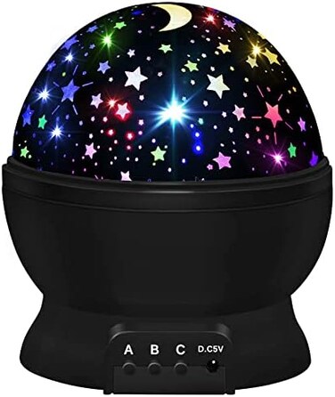 HONGID Kids Night Light - Star Projector with 360 Rotation, 4 LED Bulbs, 16 Color Changing Lights, USB Powered.