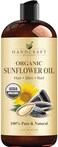 Handcraft Blends USDA Organic Sunflower Oil - Cold-Pressed 16 Fl Oz - 100% Pure and Natural - Premium Grade Carrier Oil for Skin and Hair - Hair and Body - Massage - Hexane-Free.
