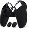 PlayVital Black Pure Series Anti-Slip Silicone Cover Skin for ps5 Controller, Soft Rubber Case for ps5 Wireless Controller with Black Thumb Grip Caps.