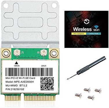 REKONG Wi-Fi 6E Mini PCI-E WiFi Network Card MPE-AXE3000H 2. 4GHz 5GHz 6GHz 5400Mbps Wireless Card BT5. 2 802. 11AX AC MU-MIMO Half Mini PCIe Wi-Fi 6E Adapter OFDMA vPro for Windows 10 PC Laptops.