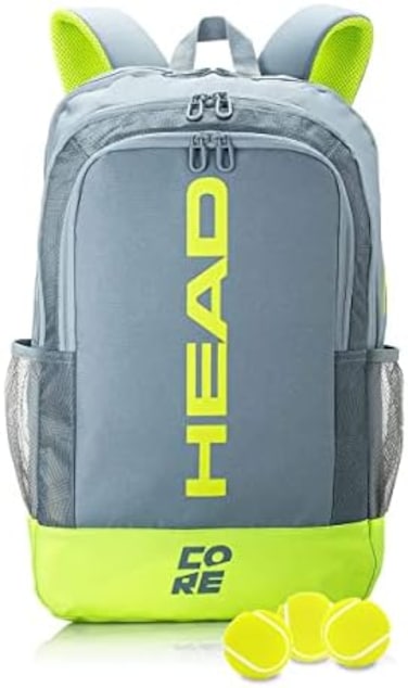HEAD Core Tennis Backpack - 2 Racquet Carrying Bag w/Padded Shoulder Straps.