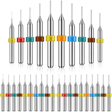 Lothee Shank Tungsten Carbide Micro Drill Bits Set, Tungsten Steel PCB Print Circuit Board Flute CNC Router Bits for Rough Stone Print Circuit Board Jewelry Engraving (30 Pcs, 0. 3-1. 2 mm.