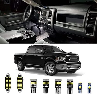 مجموعة مصابيح LED داخلية من AWALITED مكونة من 13 قطعة لسيارات RAM، مصابيح LED فائقة السطوع للخرائط والقبة لجميع موديلات شاحنات دودج رام 1500 و2500 و3500 موديلات 2009 و2010 و2011 و2012 و2013 و2014 و201
