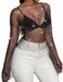 Yokawe Black Fishnet Rhinestone Crop Top, Long Sleeve Mesh Glitter Party Festival Top for WomenGirls, Black.