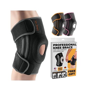 DR. BRACE ELITE Knee Brace with Side StabilizersPatella Gel Pads for Maximum Knee Pain Support and fast recovery for men and women-Please Check How To Size Video (Mercury, Large.