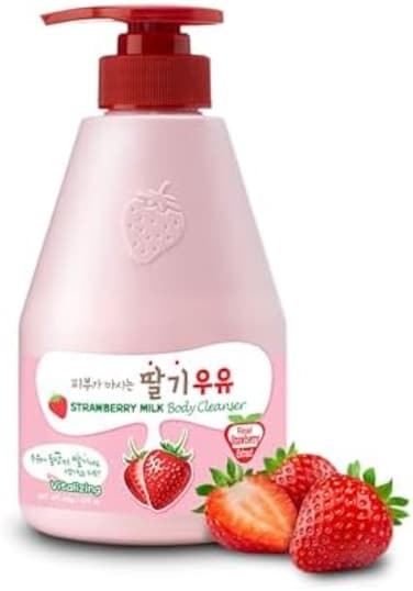 WELCOS KWAILNARA Strawberry Milk Body Wash &ndash; Korean Body Cleanser with Strawberry Extract for Hydrated, Smooth Skin, 560 g / 19. 75 oz.