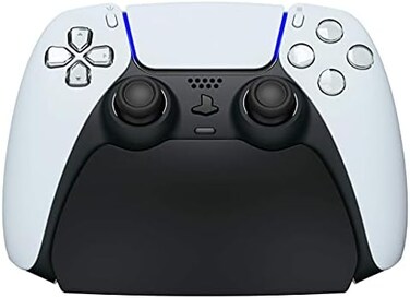 PlayVital Solid Black Controller Display Stand for ps5,Gamepad Accessories Desk Holder for ps5 Controller with Rubber Pads.