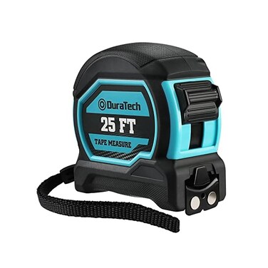 DURATECH Magnetic Tape Measure 25FT with Fractions 1/8, Retractable Measuring Tape, Easy to Read Both Side Measurement Tape, Magnetic Hook and Shock Absorbent Case for Construction, Carpenter.