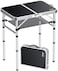 Anbte Folding Camping Table, Aluminum 60cm x 40cm Picnic Table with Storage Net 2ft Portable Tables Adjustable Waterproof Lightweight Foldable for Outdoor Indoor Garden Beach Backyard(3 heights.