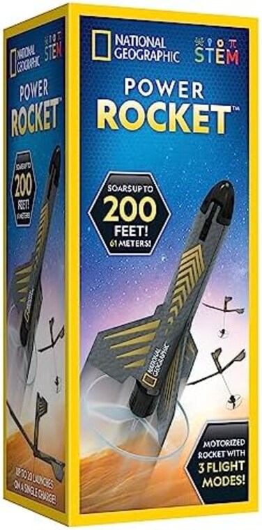 Blue Marble NATIONAL GEOGRAPHIC Rocket Launcher for Kids &ndash; Patent-Pending Motorized Air Rocket Toy, Launch up to 200 ft. with Safe Landing, Kids Outdoor ToysModel Rockets, Gifts for Boys and Girls, Sp