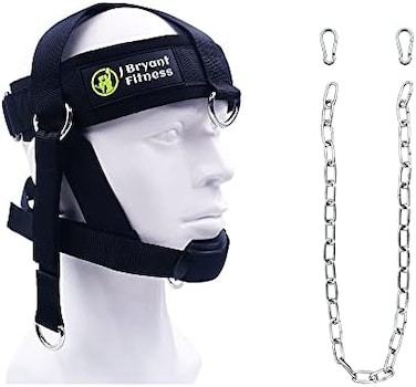 J Bryant Neck Harness Head Weight Lifting with Chain Adjustable Strap Neck Exercise Equipment.